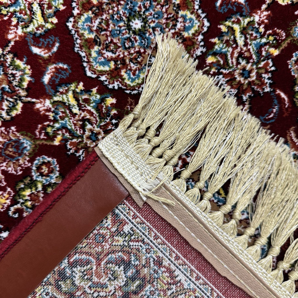 Deep red garden heritage rug detail