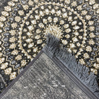 Vintage grey floral medallion rug detail