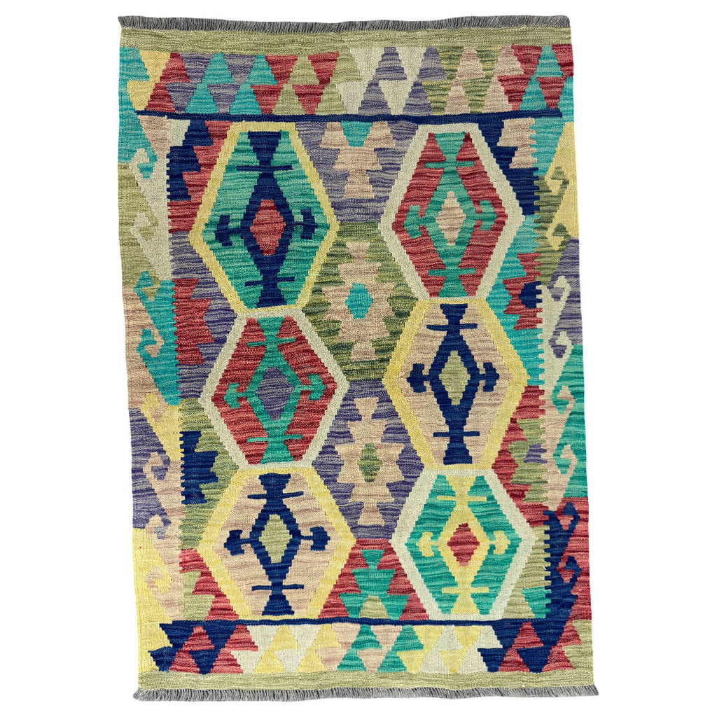 150 x 104 cm Hand-Woven Afghan Kilim Rug