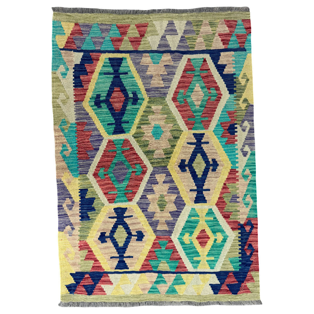 150 x 104 cm Hand-Woven Afghan Kilim Rug