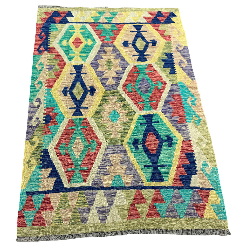 150 x 104 cm Hand-Woven Afghan Kilim Rug