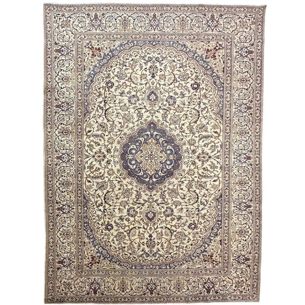 350 x 245 cm Vintage Hand-Knotted Persian Nain 9La Rug – Wool Rug