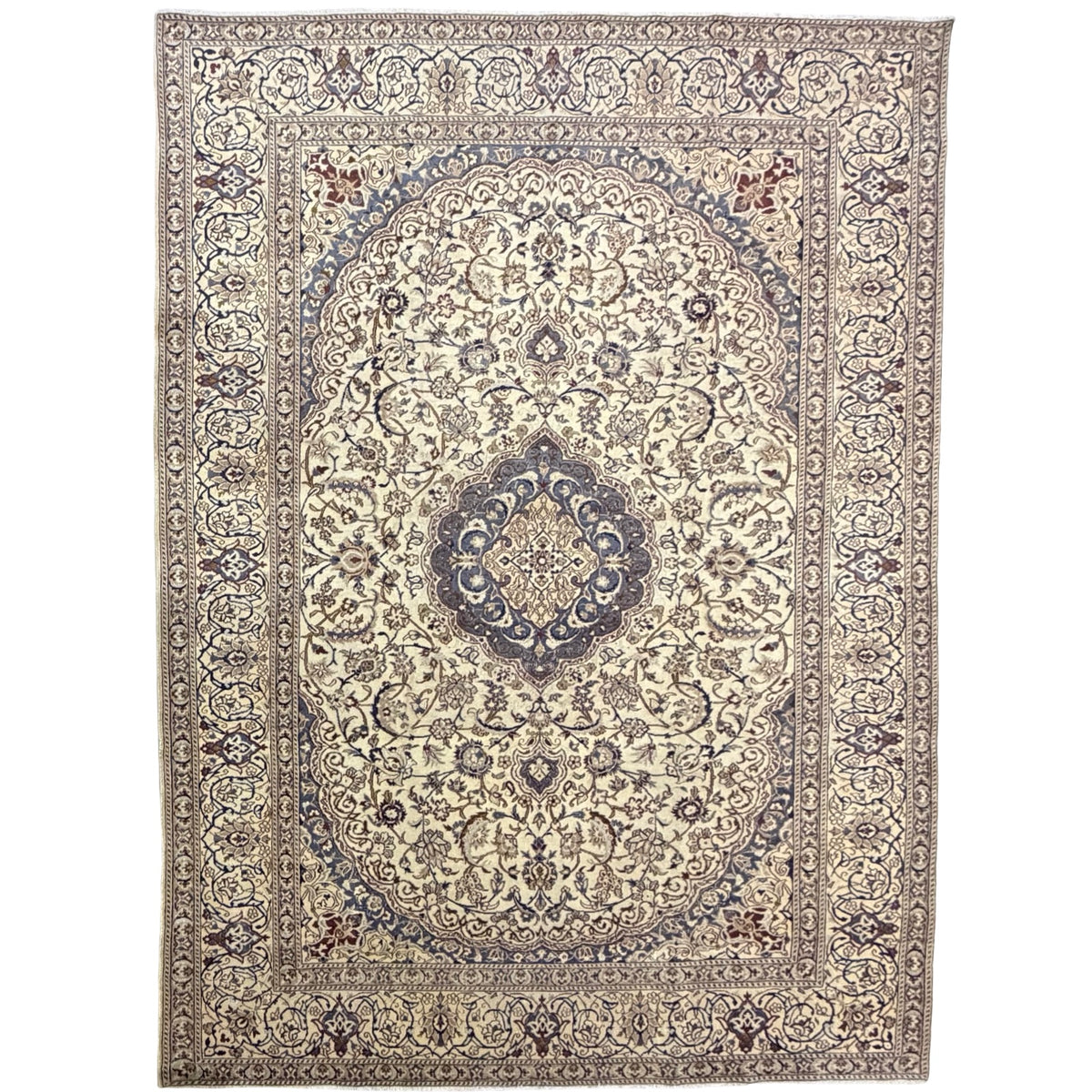 350 x 245 cm Vintage Hand-Knotted Persian Nain 9La Rug – Wool Rug