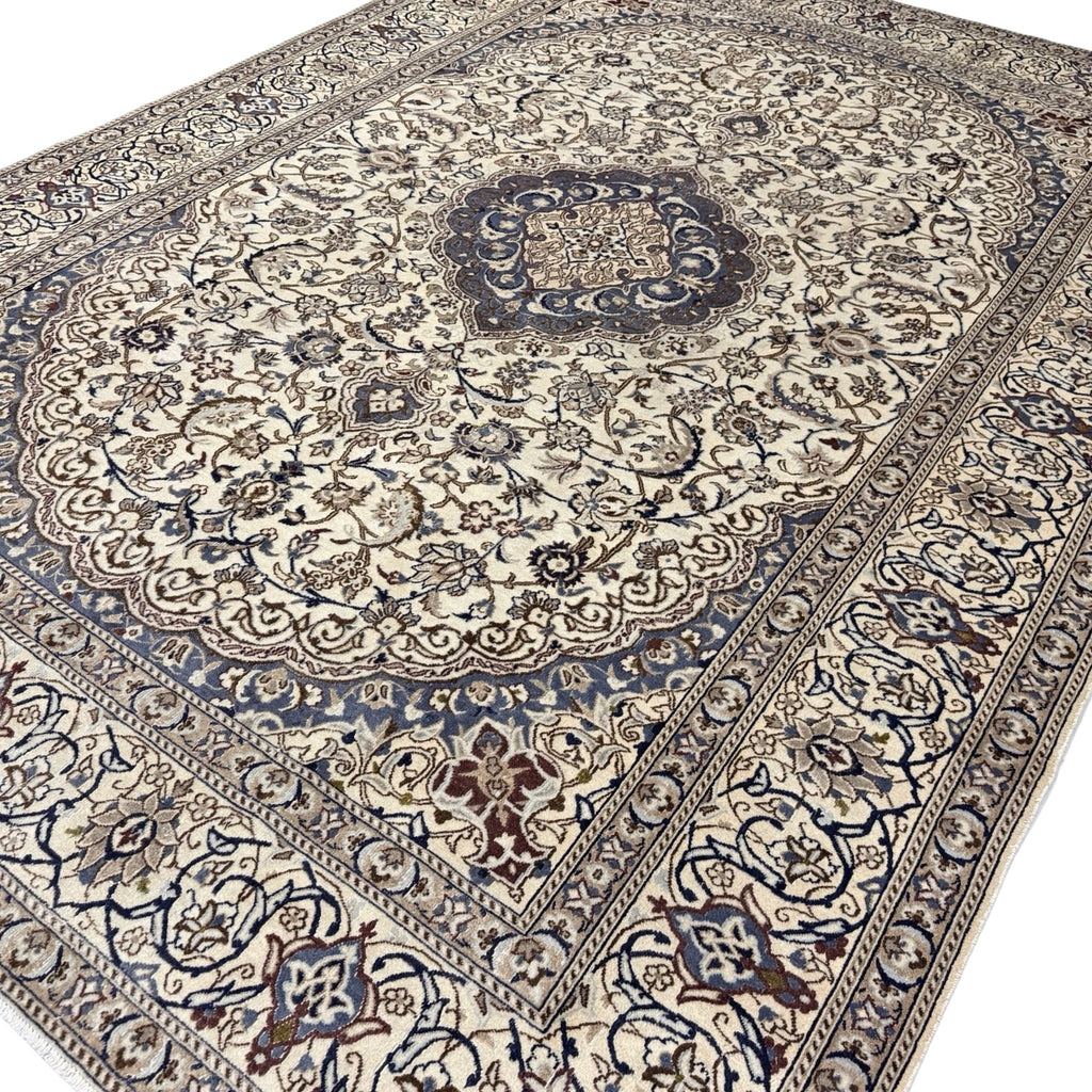 350 x 245 cm Vintage Hand-Knotted Persian Nain 9La Rug – Wool Rug