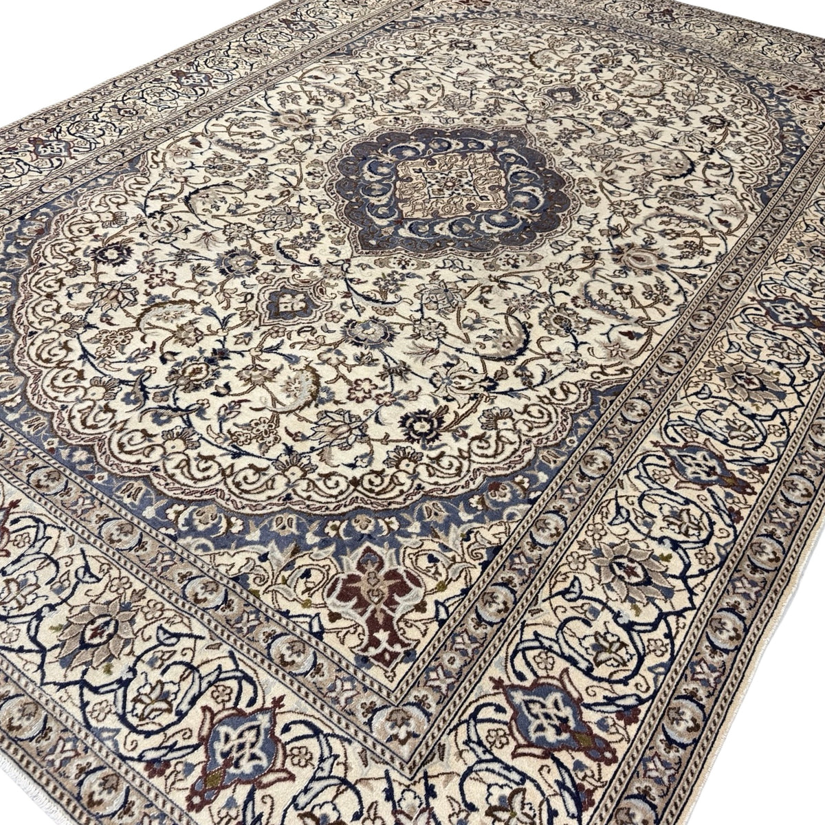 350 x 245 cm Vintage Hand-Knotted Persian Nain 9La Rug – Wool Rug