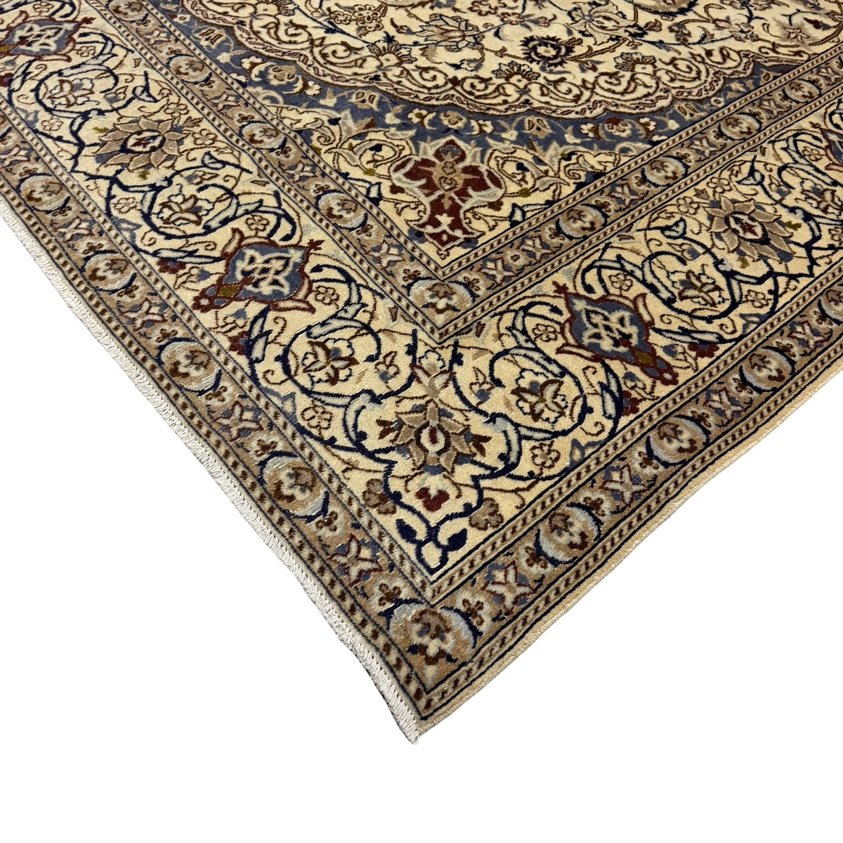 350 x 245 cm Vintage Hand-Knotted Persian Nain 9La Rug – Wool Rug
