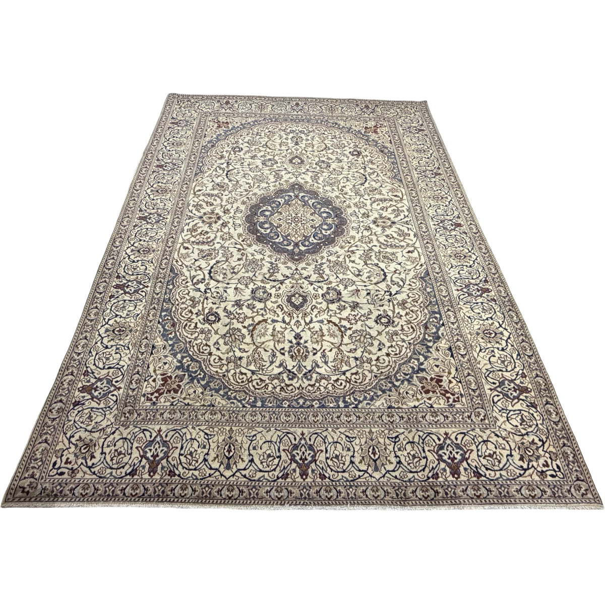 350 x 245 cm Vintage Hand-Knotted Persian Nain 9La Rug – Wool Rug