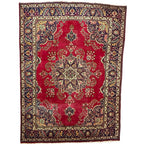 345 x 255 cm Hand Knotted Vintage Persian Tabriz Wool – Red Rug