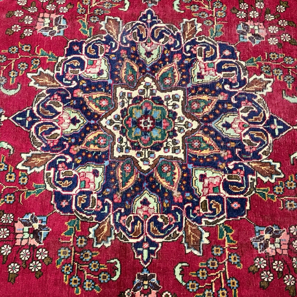 345 x 255 cm Hand Knotted Vintage Persian Tabriz Wool – Red Rug