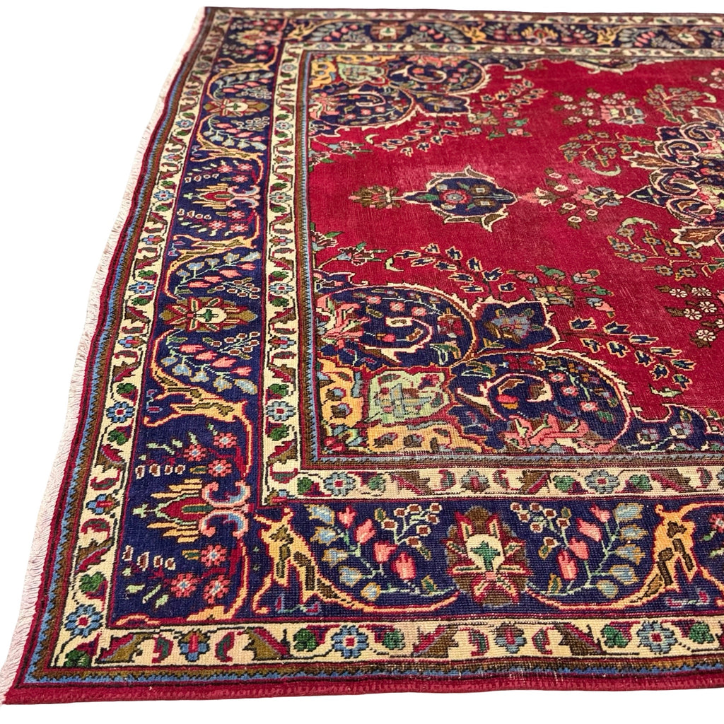 345 x 255 cm Hand Knotted Vintage Persian Tabriz Wool – Red Rug
