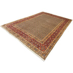 345 x 240 cm Hand Knotted Persian Moud Wool & Silk Rug – Ivory & Red
