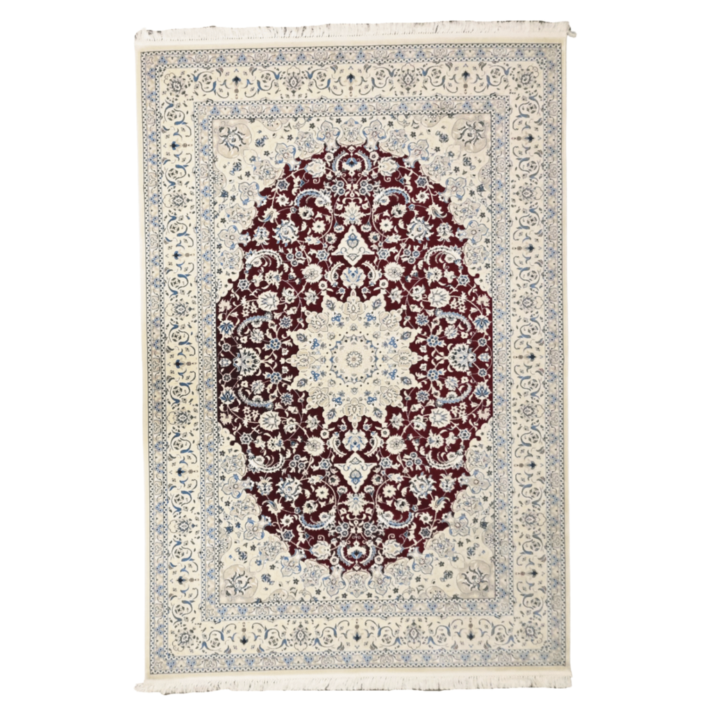 300 x 200 cm Persian Dark Red Kashan Rug, Floral Pattern