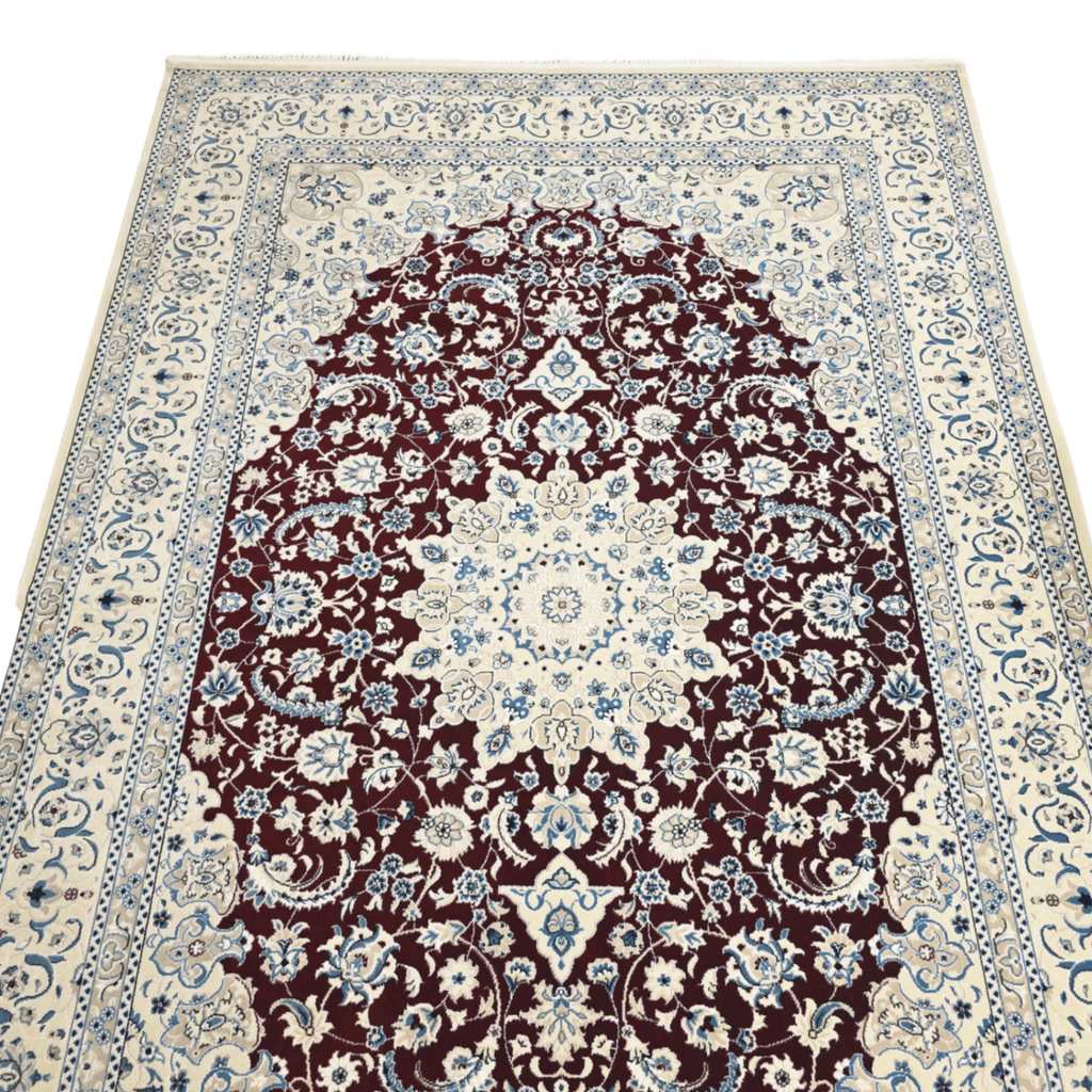 300 x 200 cm Persian Dark Red Kashan Rug, Floral Pattern