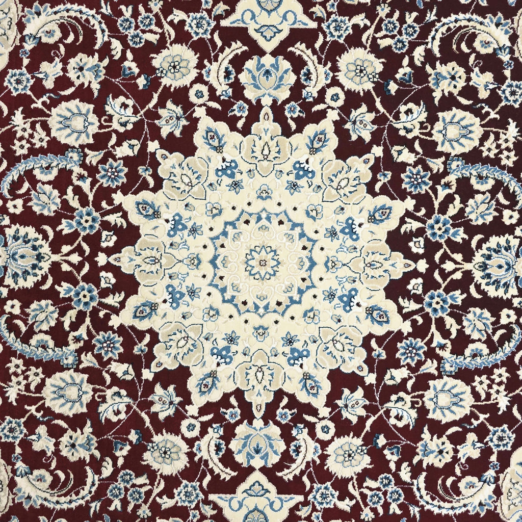 300 x 200 cm Persian Dark Red Kashan Rug, Floral Pattern
