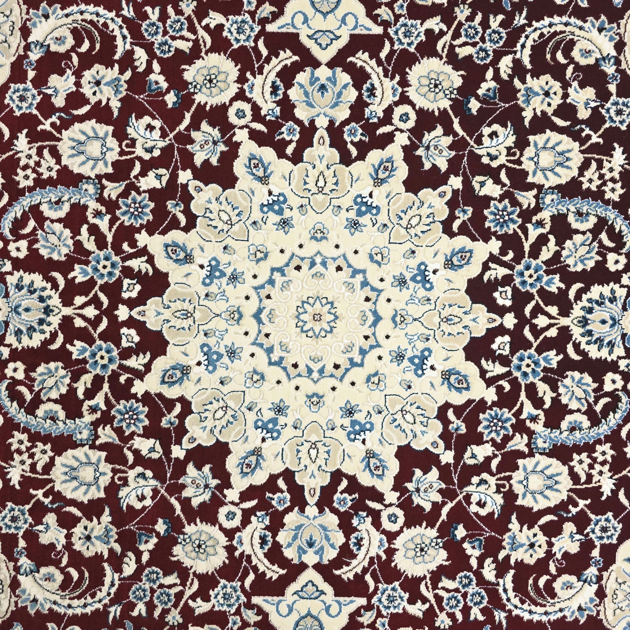 300 x 200 cm Persian Dark Red Kashan Rug, Floral Pattern