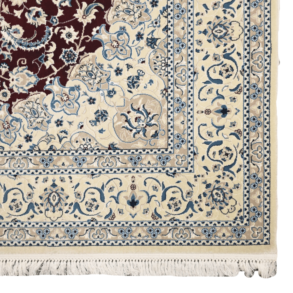 300 x 200 cm Persian Dark Red Kashan Rug, Floral Pattern
