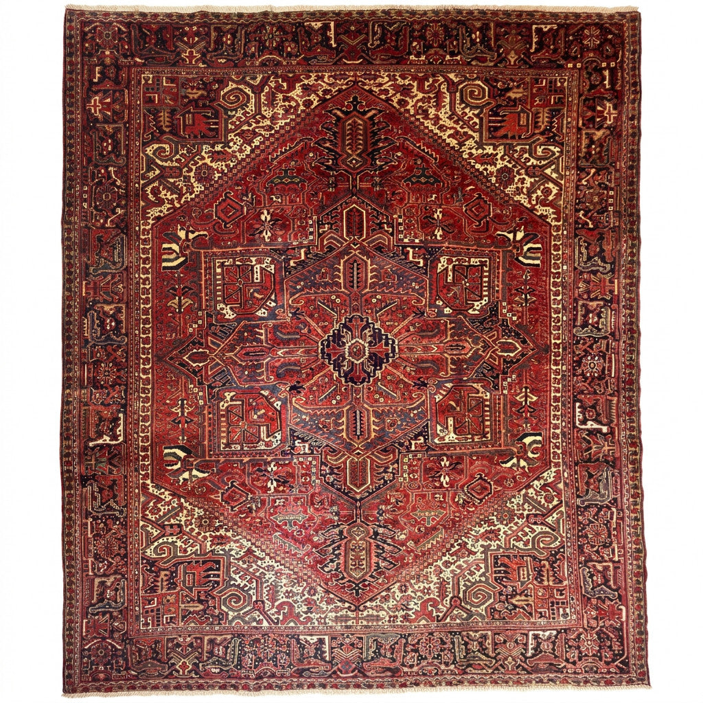 391 x 310 cm Hand Knotted Antique Heriz Persian – Wool Rug