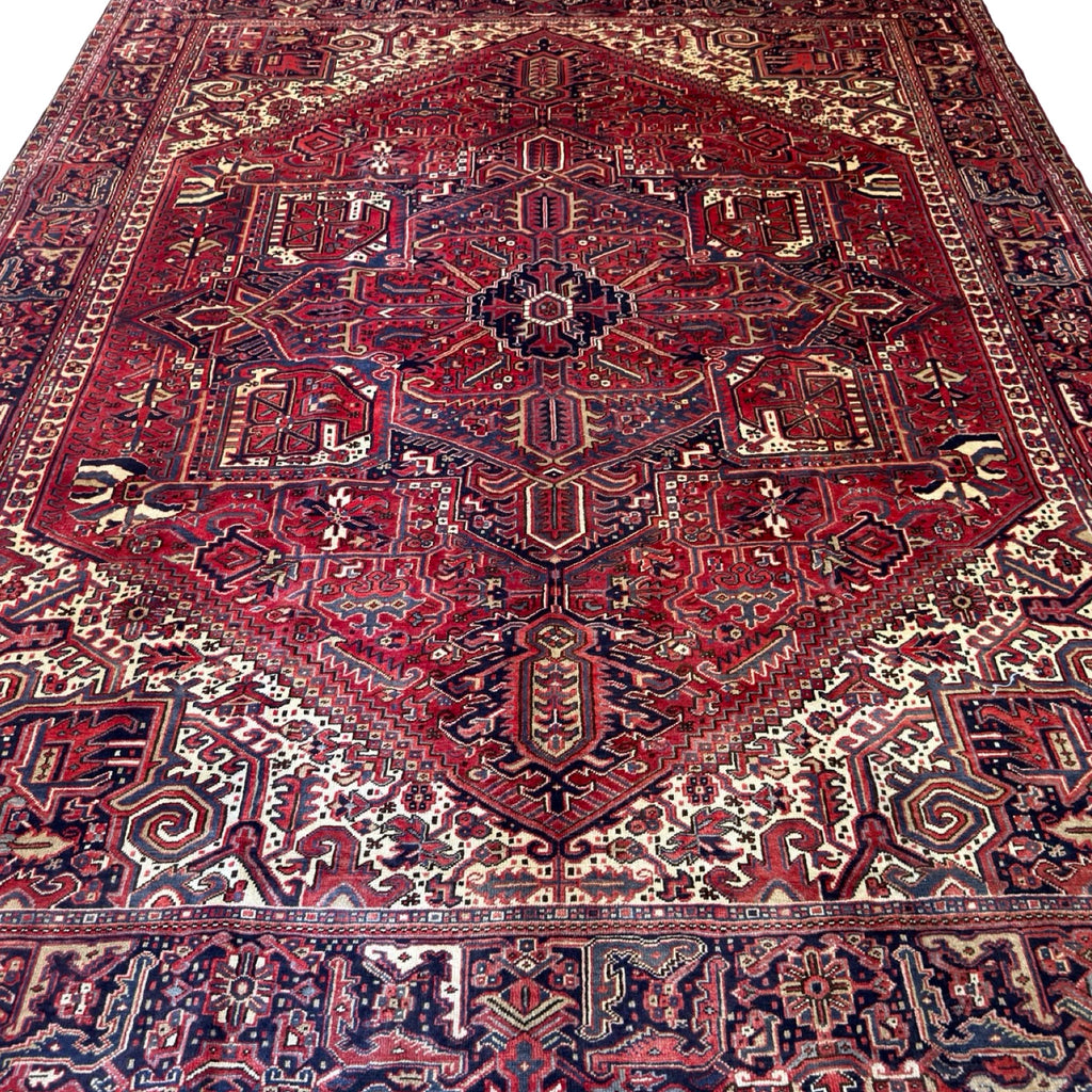 391 x 310 cm Hand Knotted Antique Heriz Persian – Wool Rug