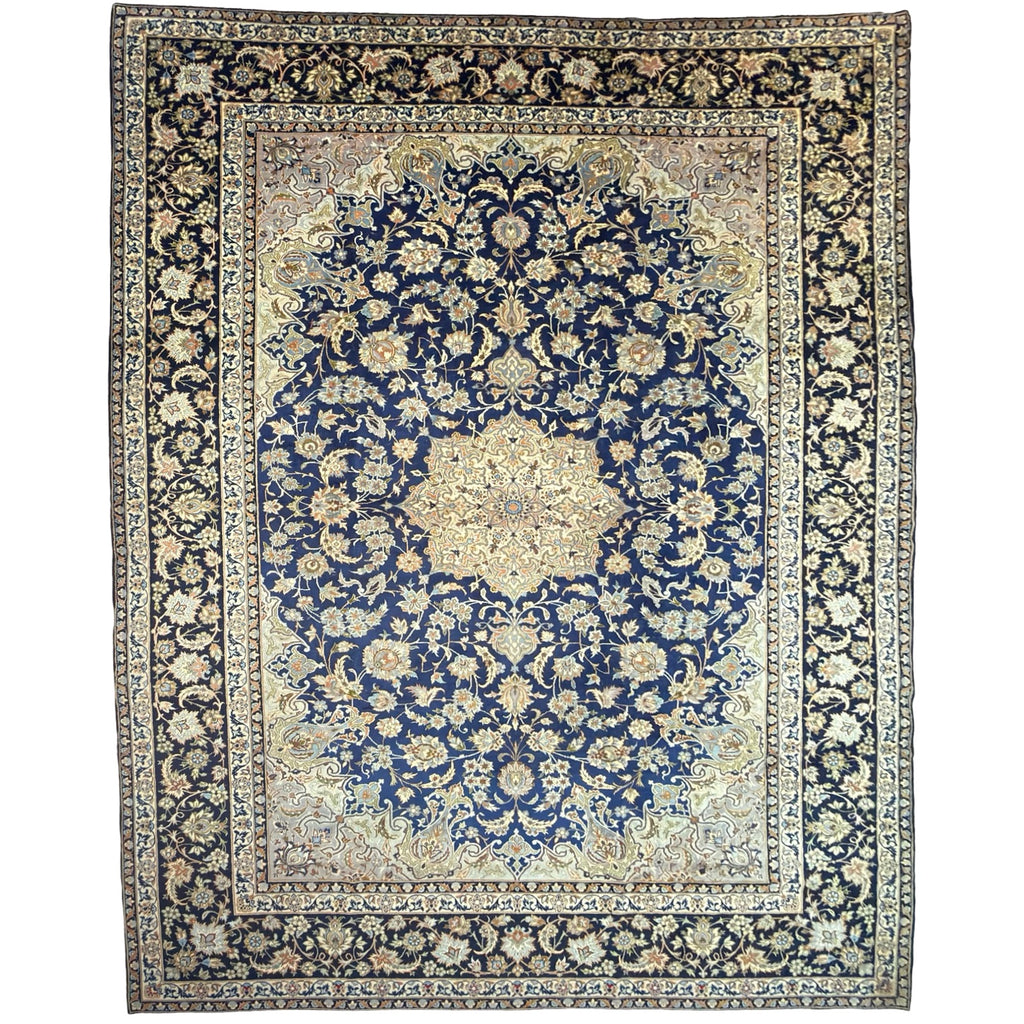 428 x 313 cm Large Size Persian Blue Kashan – Wool Hand Knotted Rug