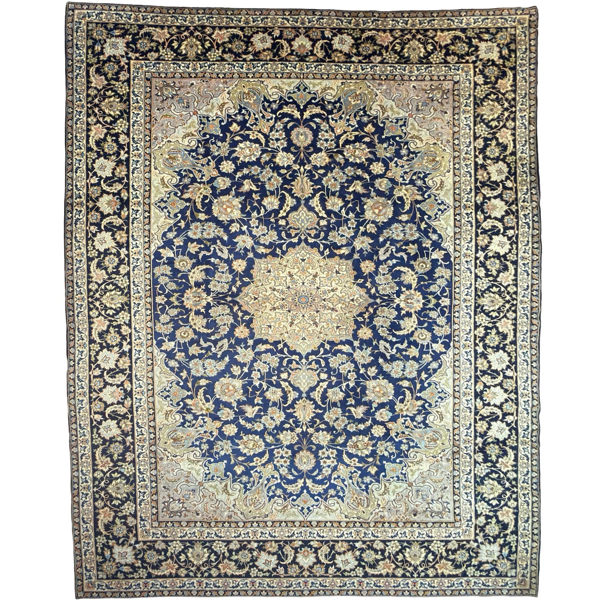 428 x 313 cm Large Size Persian Blue Kashan – Wool Hand Knotted Rug