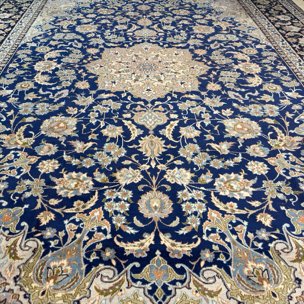 428 x 313 cm Large Size Persian Blue Kashan – Wool Hand Knotted Rug