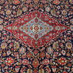 409 x 300 cm Hand Knotted Navy & Red Persian Kashan – Wool Rug