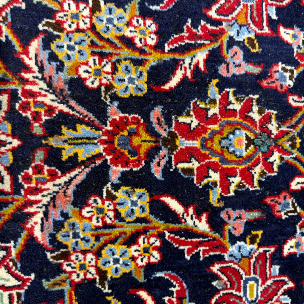 409 x 300 cm Hand Knotted Navy & Red Persian Kashan – Wool Rug