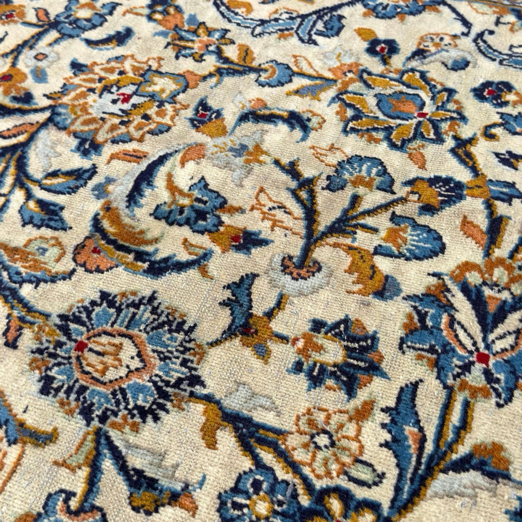 350 x 245 cm Hand Knotted Persian Kashan – Cream Wool Rug