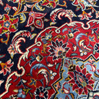 409 x 300 cm Hand Knotted Navy & Red Persian Kashan – Wool Rug