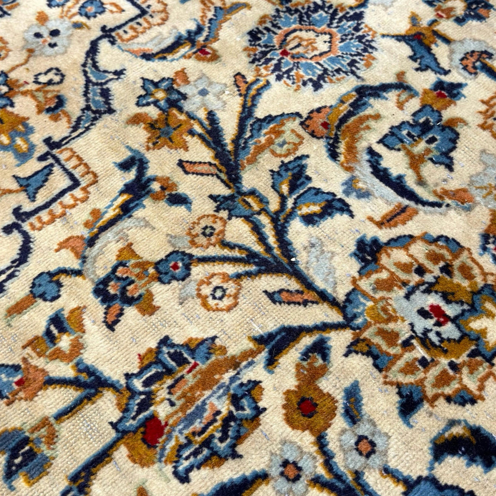 350 x 245 cm Hand Knotted Persian Kashan – Cream Wool Rug