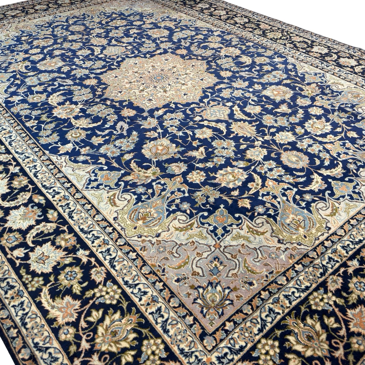 428 x 313 cm Large Size Persian Blue Kashan – Wool Hand Knotted Rug
