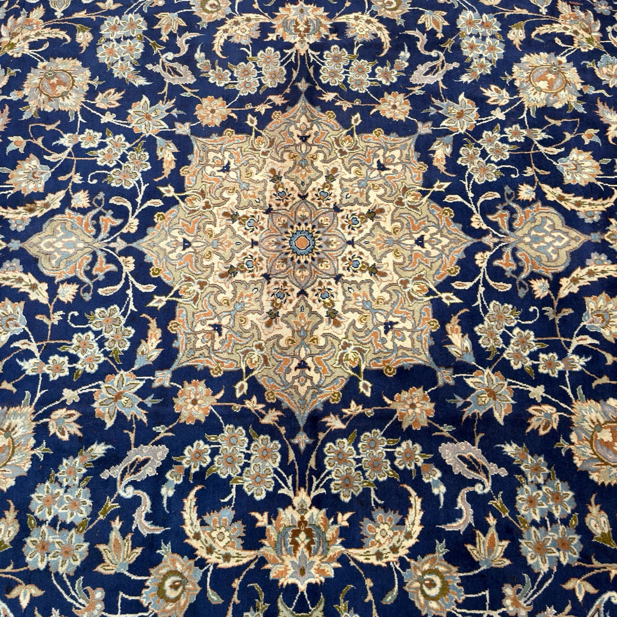 428 x 313 cm Large Size Persian Blue Kashan – Wool Hand Knotted Rug