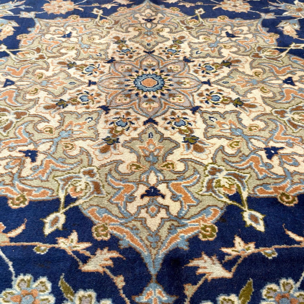 428 x 313 cm Large Size Persian Blue Kashan – Wool Hand Knotted Rug