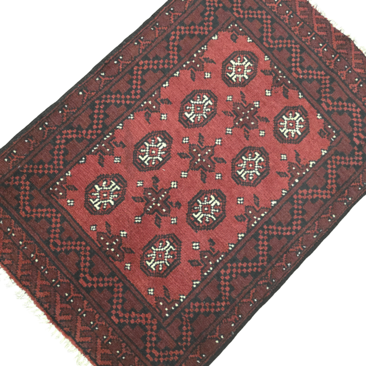 115 x 83 cm Hand-Woven Red Afghan Akche