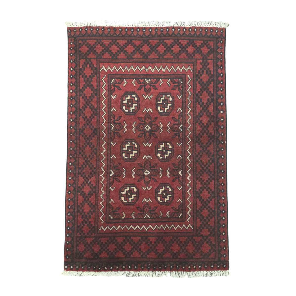 115 x 76 cm Hand-Woven Red Afghan Akche