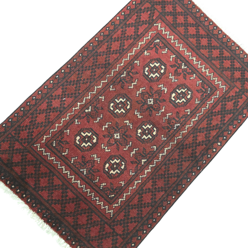 115 x 76 cm Hand-Woven Red Afghan Akche