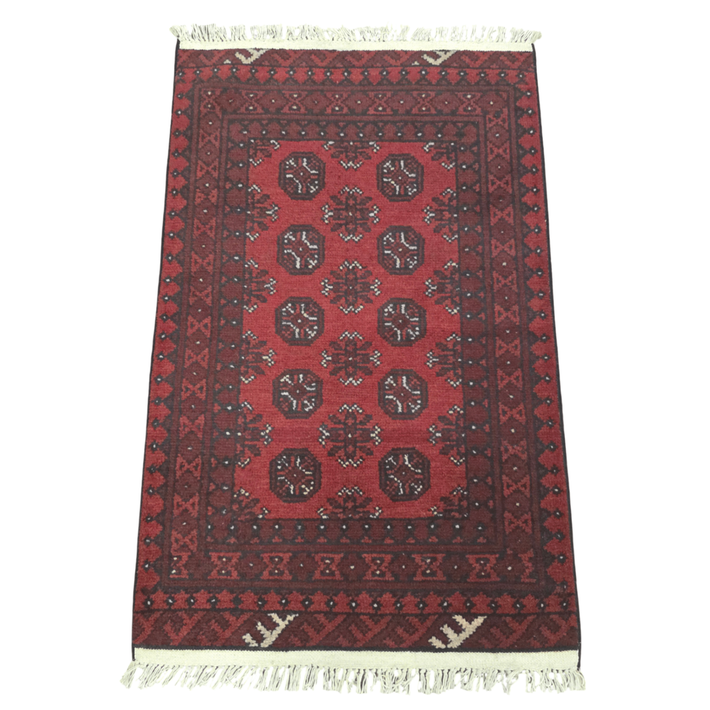 119 x 75 cm Hand-Woven Red Afghan Akche