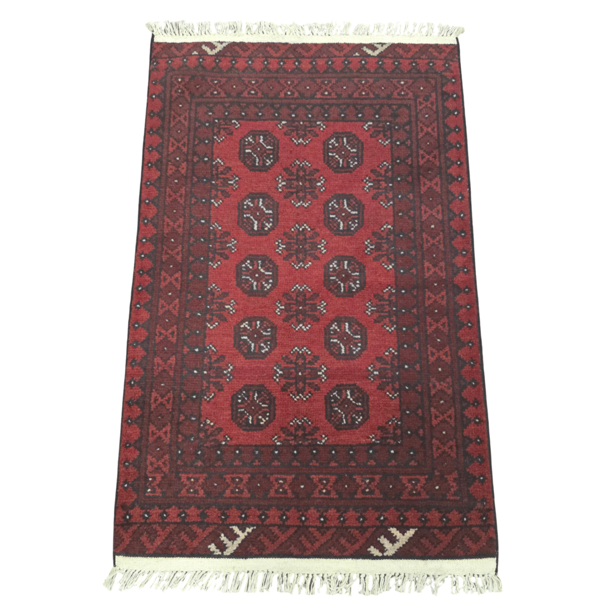 119 x 75 cm Hand-Woven Red Afghan Akche