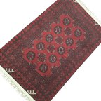 119 x 75 cm Hand-Woven Red Afghan Akche