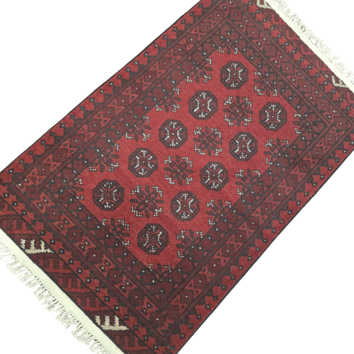 119 x 75 cm Hand-Woven Red Afghan Akche