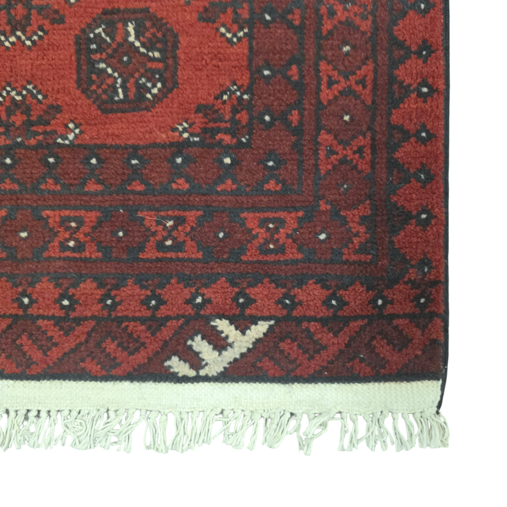 119 x 75 cm Hand-Woven Red Afghan Akche