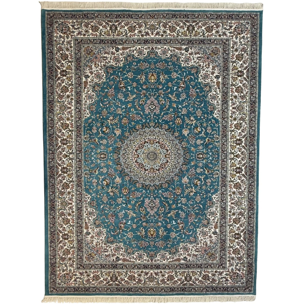 350 x 250 cm Light Blue Kashan Persian Machine Made Rug