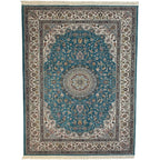 350 x 250 cm Light Blue Kashan Persian Machine Made Rug