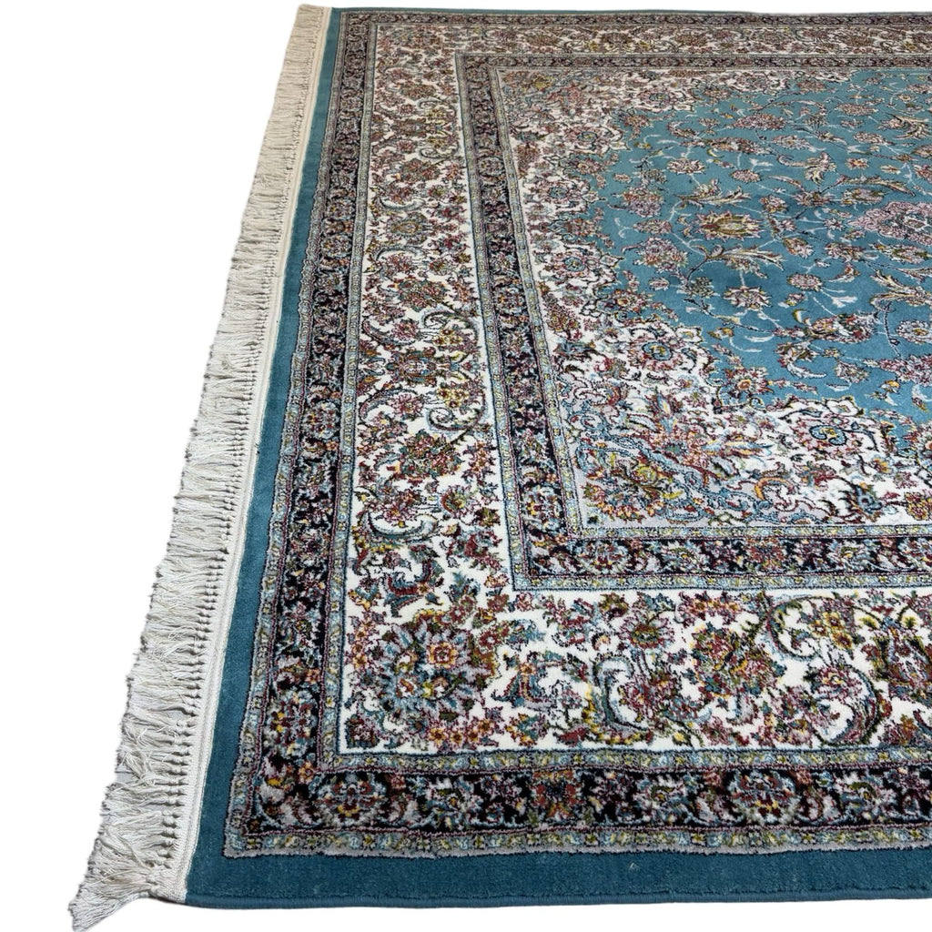 350 x 250 cm Light Blue Kashan Persian Machine Made Rug