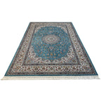 350 x 250 cm Light Blue Kashan Persian Machine Made Rug