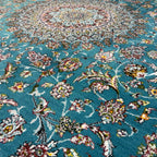350 x 250 cm Light Blue Kashan Persian Machine Made Rug