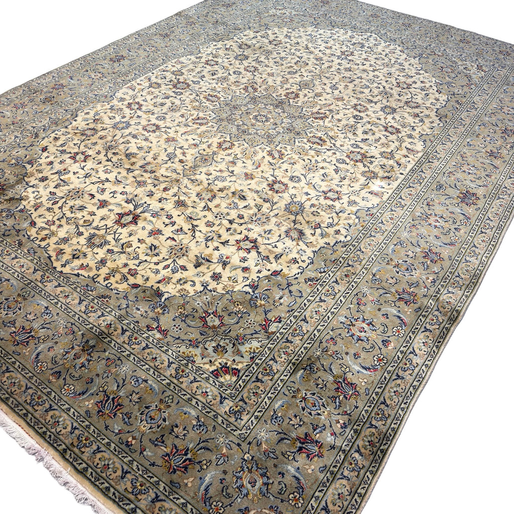 352 x 252 cm Hand Knotted Persian Kork Wool – Kashan Beige Green Rug