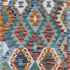 273 x 72 cm Hand-Woven Afghan Kilim Runner Rug – Wool Flatweave