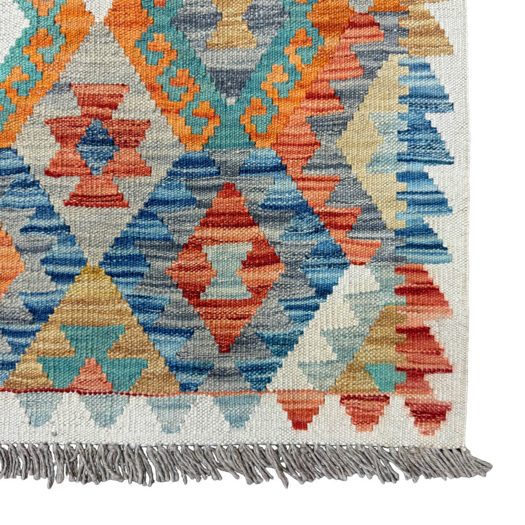 273 x 72 cm Hand-Woven Afghan Kilim Runner Rug – Wool Flatweave