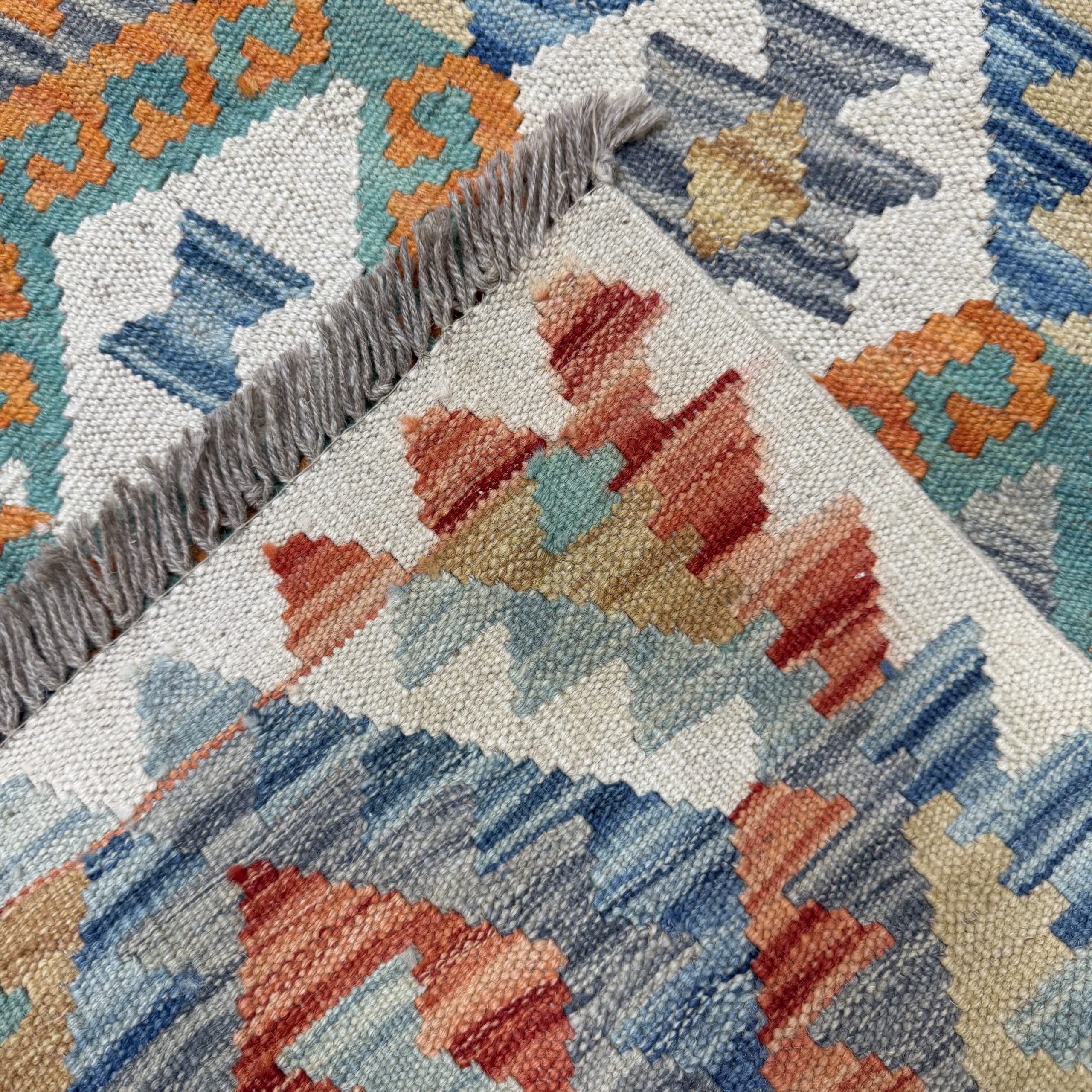 273 x 72 cm Hand-Woven Afghan Kilim Runner Rug – Wool Flatweave